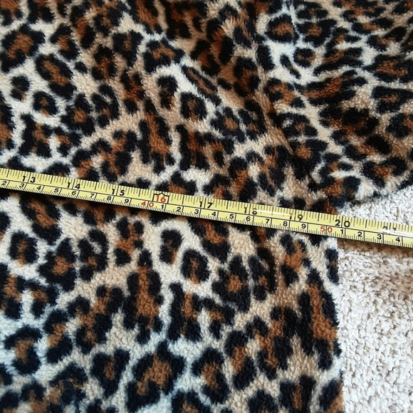 Leopard Print Full Zip Long Cozy Fleece Robe with Pockets Black Brown Tan Size S - Picture 9 of 14